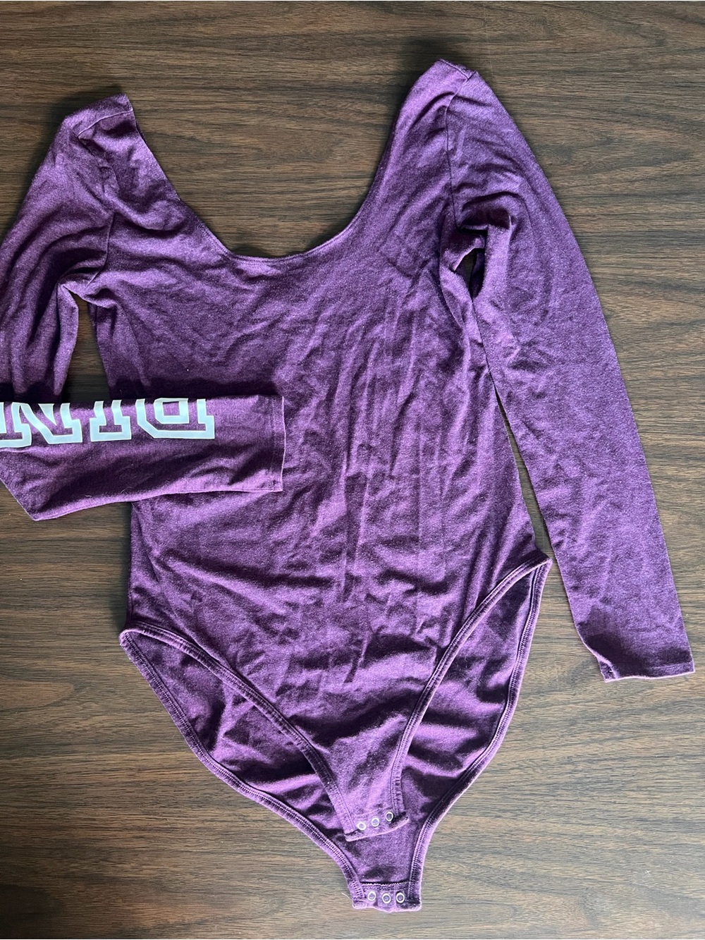 PINK Victoria's Secret Purple Long-Sleeve Scoop-Back Bodysuit